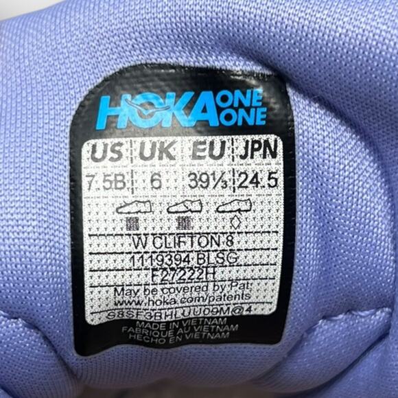 Hoka Clifton 8 Athletic Running Shoes in Baby Lavender/Smoke Green Size 7.5B - Picture 14 of 16